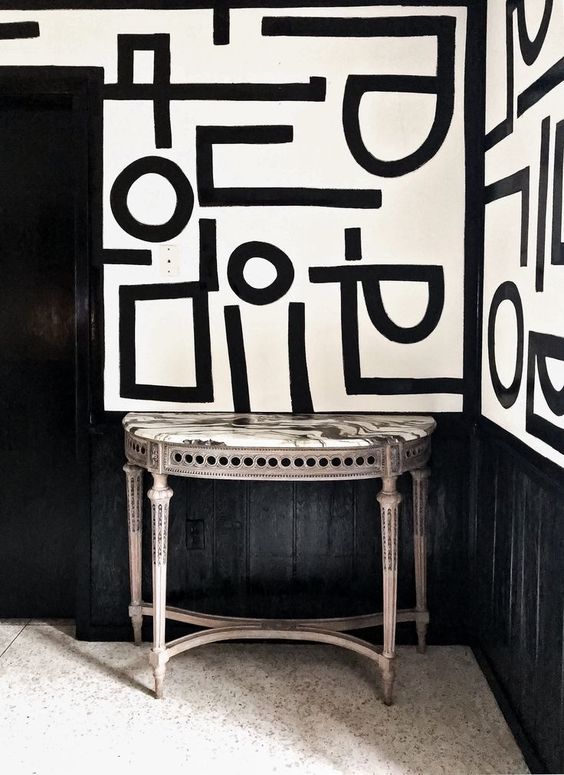 2020 Wallcovering Trends | Monochrome Wallpaper Is Back! Houzz Says So! 3 justyn, graphic monochrome wallpaper trends, 2020 wallcovering trends,