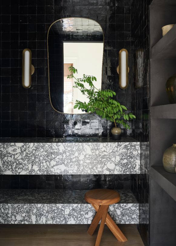 The Beautiful MNaeve Art Gallery Powder Room Renovation in Kips Bay Dallas Designer Showhouse D'KOR HOME Interiors | Best Interior Designers Dallas TX Transitional Design