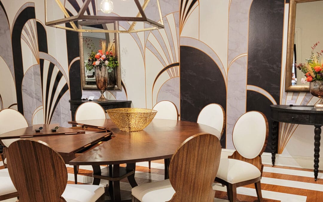 Black & White Interiors Trends With Amazing Art Deco Silhouettes & Patterned Bone Inlay Focal Furniture